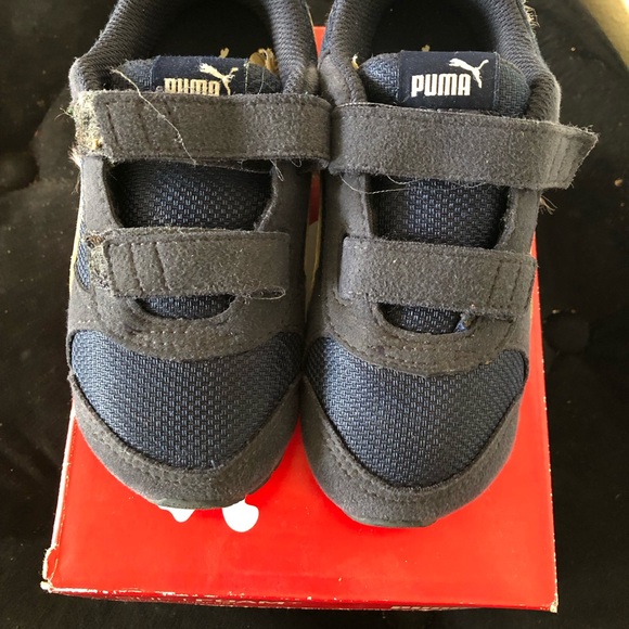 Adorable Puma Blue and Orange Sneakers with Velcro Straps - Picture 1 of 10
